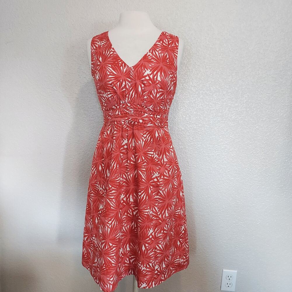 Boden Red Orange Floral Print Sleeveless Fit & Flare Sheath Spring Dress Size 6